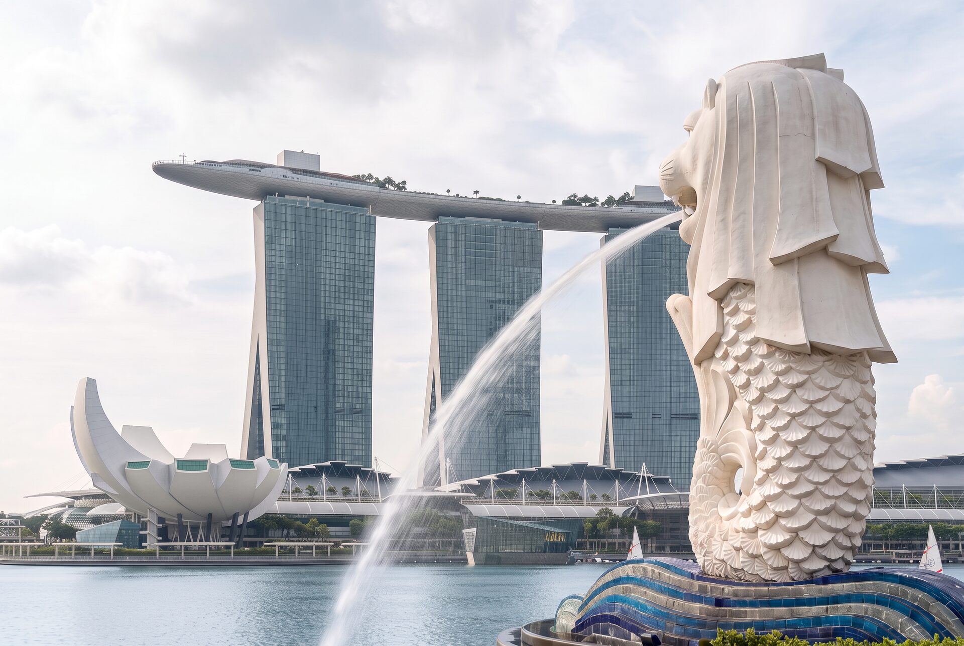 The Merlion at Marina Bay, Singapore, on a bright day